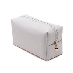 ZXSXDSAX Kosmetiktasche Small Makeup Bag Leather Travel Cosmetic Pouch Toiletry Bag for Women Portable Water-Resistant Bags(White) von ZXSXDSAX