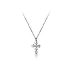 ZYNSAE Halskettens925 Silber Mini Nette Kreuz Halskette Frauen Koreanische Frauen Einfache Diamant Einstellung Kragen Kette D7667, Silbrig von ZYNSAE