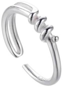 ZYNSAE S925 Sterling Silber Wicking Spiral Ring Weibliche Nischendesign Minimalistischer Stil Unregelmäßiger Geometrischer Öffnungsschwanzring, Silberfarben, Öffnung von ZYNSAE