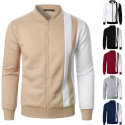 ZYPAINIY Sweatjacke Herren Ohne Kapuze mit Reissverschluss Sportjacke Jacke Klassisch Stehkragen Trainingsjacke Strickjacke mit Taschen Laufjacke Freizeitjacke Leichte Softshelljacke Übergangsjacke von ZYPAINIY