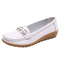 Ballerina Schuhe Damen Ballerina Schuhe Damen Weiss Flache Schuhe für Damen Elegant Hochzeit Ballet Flat Flache Schuhe Bequeme Frauen Klassische Einfarbig Ballerinas Geschlossene Ballerinas von ZZHZGZ