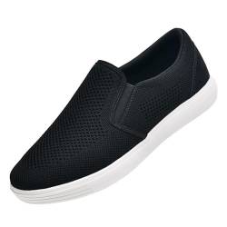 ZZS Herren Slip On Walking Schuhe Luftkissen Loafer Tennis Casual Mesh Arbeit Sneakers-Schwarz 42 EU von ZZS