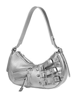 ZZYING Y2k Umhängetasche, würzige Geldbörsen, sengende Styling-Ledertasche, Hobo-Tasche, Clutch, Crossbody-Tasche für Damen, A-Silber von ZZYING