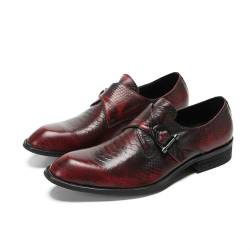 ZZveZZ Schwarz Und Rot Retro Männer Casual Atmungsaktive Komfortable Outdoor Leder Schuhe(Red,42 EU) von ZZveZZ