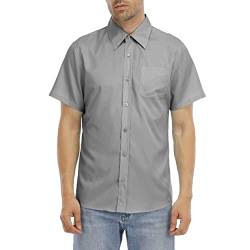 Zahala Battery Herren Hemd Kurzarm Regular Fit Sommer Herrenhemden Freizeithemd Businesshemd Basic Men Shirts (DE/NL/SE/PL, Alphanumerisch, 3XL, Regular, Regular, Grau) von Zahala Battery