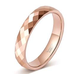 Zakk Ring Damen Herren Rosegold Schwarz Wolfram Schmal 4mm Breit Facetten Poliert Verlobungsringe Eheringe Partnerringe (Rosegold,63 (20.1)) von Zakk