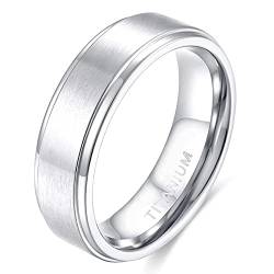 Zakk Ring Herren Damen Titan Verlobungsringe Eheringe Trauringe Silber Gebürstet 4mm 6mm 8mm(Silber-6mm, 57 (18.1)) von Zakk