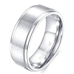 Zakk Ring Herren Damen Titan Verlobungsringe Eheringe Trauringe Silber Gebürstet 4mm 6mm 8mm(Silber-8mm, 52 (16.6)) von Zakk