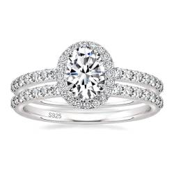 Zakk Ringe Damen Silber 925 Oval Zirkonia 1.5CT Verlobungsringe Eheringe Trauringe Versprechen Ring Set Rosegold Gold (Silber,55 (17.5)) von Zakk