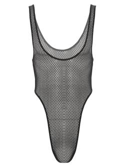 Zaldita Herren Body Overall Einteiler Sissy Transparent Bodysuit Spitzen Bodybuilding Stringbody Dessous Unterwäsche Nactclub Schwarzer Diamant M von Zaldita