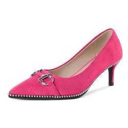 Zamikoo Elegante Pointed Toe Slip On Pumps für Frauen Geschlossene Zehe Kitten Heel Low Heel 2.5 Inches Faux Wildleder mit Silber Perlen Details Geeignet Party Schuhe Heißes Rosa EU37 von Zamikoo