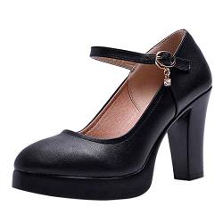 Tanzschuhe Damen Latein Schwarz Damen Pumps Riemchenpumps Spangenpumps Sandale Mit Kreuz Knöchelriemen Blockabsatz Geschlossener Spitze Glitzer Pumps - Perfekt Für Hochzeiten Und Partys Brautschuhe von Zannycn