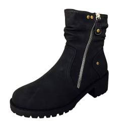 Zannycn Damen winterschuhe, Winterstiefel Damen Elegant Bequemer Stiefeletten Atmungsaktiv Rutschfest Stiefel Kurzstiefel Winter Warm Boots Übergangsstiefel Leichte Outdoor Westernstiefel Schuhe von Zannycn