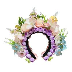 Zdprkqzvz Stilvolle Blumen-Haarbänder für Damen, festliche Seidenblumenkronen, Stirnband, bunt, Haarschmuck für Partys und Veranstaltungen von Zdprkqzvz