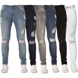 Enzo Designer Herren Jeans Regular Fit Denim Hose Big King Tall alle Taillengrößen, weiß, 34 W/34 L von Ze ENZO