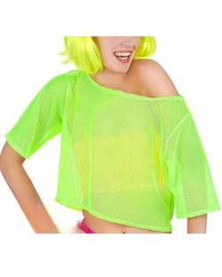 Zeayebsr 80er Jahre Outfit Damen, 80er Jahre Kleidung Mottoparty Netzoberteil Damen Tops Neon 80s 90er Jahre Accessoires, T Shirt Neon Accessoires Geeignet Party Fasching Damen Geburtstag Cosplay von Zeayebsr