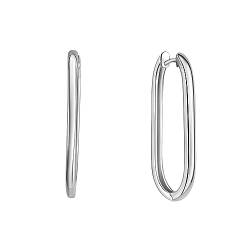 Zeeme Basic Damen Klappcreolen 925/- Sterling Silber 3,1cm Glänzend weiß 371210232R von Zeeme