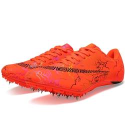 Zelzen Spiked Leichtathletikschuhe 8 Spikes, Sprint Mittelstrecke Leichtathletikschuhe, Herren Spiked Trainer, Leichte rutschfeste Sprintschuhe für Männer,Frauen,Junioren(39,Orange) von Zelzen