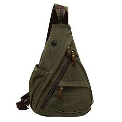 ZenMaarket Schultertasche aus Segeltuch, kleiner Umhänge-Sling-Rucksack für Damen und Herren, lässiger Tagesrucksack für die Schulter, geeignet für Wander- und Fahrradreisen, ArmyGreen von ZenMaarket