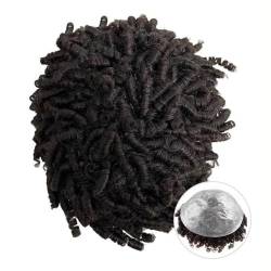 Natural Looking Hairpiece for Men, 0,06–0,08 mm Doppelknoten Herren-Kapillarprothese Afro Curly Microskin Toupet Perücke for Männer Echthaar Herren Haarteil Dünne Haut Haarsystem Einheiten, Invisible von Zephyria