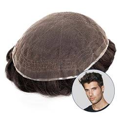 Natural Looking Hairpiece for Men, Männer Toupet Weiche Schweizer Volle Spitze Männer Toupet Echthaar Ersatz System Natürlicher Haaransatz Atmungsaktive welle Haarteile for Mann, Invisible & Breathab von Zephyria