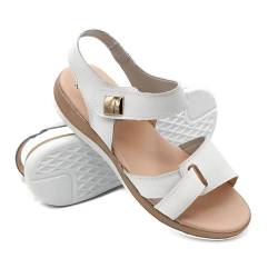 Zerimar Damen-Sommer-Sandalen aus Naturleder - Bequeme Damen-Sandalen mit rutschhemmender Gummisohle - Langlebige Damen-Sandalen - Klettverschluss - Farbe Weiß - Größe 38 von Zerimar