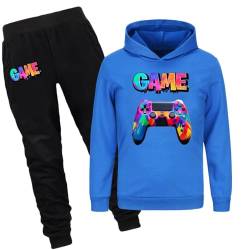 Zgekmby Jungen Trainingsanzug Game Fans Baumwolle Pullover Hoodie Sweatshirt Kleidung Set Kinder Jogginghosen Set 2 Stück Sweatsuit, Blau, 9-10 Jahre von Zgekmby