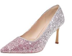 Zhabtuc Damen Pumps Exklusive Silber und Roségold Glitzer High Heels Spitz zulaufend 10 cm Stiletto Hochzeit und Ball, Rosé-Glitzer, 37 EU von Zhabtuc