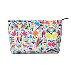 Mexikanische Otomi Animals vielseitige Make-up-Tasche aus Cord – Kulturbeutel und Kosmetiktasche – weich, langlebig und reisefreundlich, Schwarz , Einheitsgröße von ZhanGM