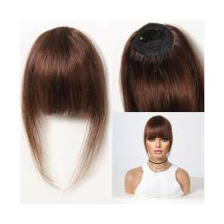 Pony Extension für Damen Echthaar-Pony, natürlich, schwarz, braun, französischer Bang, Clip-in-Bang-Fransen mit Schläfen, Haarteil for Frauen, Clip-on-Air-Bang Fringe Bangs(004-2_6 MONTHS) von Zhaoj24-05