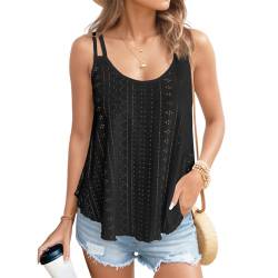 Zhiaek Tank Top Damen Sommer Spaghetti Oberteile Ärmellose Bluse Cami Shirt Blusen Basic Tops Lässiges Schwarz XL von Zhiaek