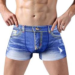 Zhiyao Herren Jean Boxershorts Basic Unterwäsche Baumwolle Männer Atmungsaktive Sportunterwäsche von Zhiyao