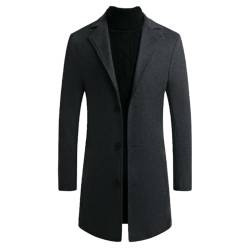 ZhuiKun Herren Mantel Lange Trenchcoat Slim Fit Wintermantel Einreiher Business Overcoat Revers Herrenmantel Winterjacke mit Taschen von ZhuiKun