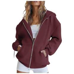 ZhungZaoh Hoodie Damen Sweatjacke 2024 Kapuzenpullover Herbst Winter Sweatshirt Oversize Pullover Zipper Lang Mantel Kapuzenjacke mit Kapuze Reißverschluss (XXL) von ZhungZaoh