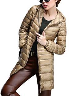 ZiXing Damen Daunenmantel Ultra Leicht Parka Winter Jacke Lang Daunenjacke Steppjacke Übergangsjacke Champagner M von ZiXing