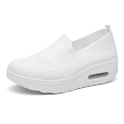 Orthopädische Damen-Sneaker, atmungsaktive und lässige Schuhe mit Luftkissen, orthopädische Schuhe, rutschfest, für Luftkissen, Slip-On-Wanderschuhe, Weiß, 36 EU von Zihozan