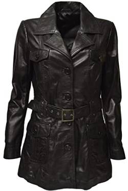 Zimmert Leather Damen Kurzmantel Ledermantel Übergang Weiches Lammnappa Sabina Gürtel mit Schnalle (36, Schwarz) von Zimmert Leather