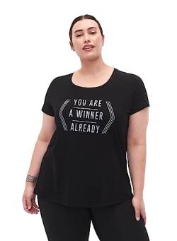 Zizzi Active by Damen Große Größen T-Shirt Print Gr 42-44 Black w. Winner von Zizzi