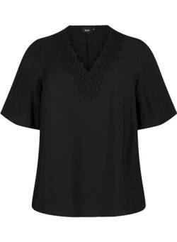 Zizzi Frauen große Größen Bluse Kurze Ärmel Stickerei Größen Gr XL Black von Zizzi