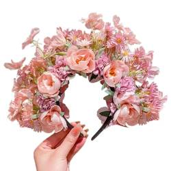 Zkydhbd Buntes Blumen-Stirnband, doppelseitiger Haarkranz, Hochzeit, Party, Kostüm, Kopfschmuck für Braut, Damen, Haar-Accessoire von Zkydhbd