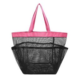 Zkydhbd Strandtaschen, tragbare Netz-Dusche, faltbare Duschtasche mit 8 Taschen für Bad und Reisen, Schwarz, hot pink, Einheitsgröße von Zkydhbd