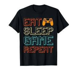 Zocken EAT SLEEP GAME REPEAT Lustiges Kinder Gamers T-Shirt von Zocker Geschenk Gamer Junge T-Shirt Gaming Kinder