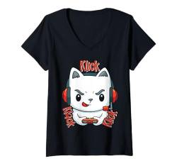 Damen Zocken Kinder KLICK KLICK KLICK Lustiges Zocker Kids T-Shirt mit V-Ausschnitt von Zocker Geschenk Gamer Kind Shirt Gaming Kinder