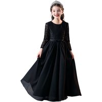 Zoclack Partykleid Spitzen-Blumenmädchenkleid Prinzessin Kleid Lang Ärmel Rundhals Maxikleid Abendkleid für Hochzeitsfeier von Zoclack