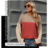 Zoclack Rundhalspullover Damen Strickpullover Farbblock Langarm Rundhals Pullover Lässig, Locker, Gestrickt von Zoclack