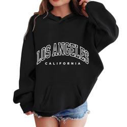 Zofedap LOS Angeles Kapuzenpullover Kinder Mädchen Teenager Oversize Hoodie Sweatshirt mit Taschen Locker Pullover Langarm Sportshirt von Zofedap