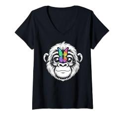 Damen Baby Gorilla Schmetterlinge Affe Säugling Schmetterling Affe T-Shirt mit V-Ausschnitt von Zoologist Gorilla Owner Butterflies Pet Lover