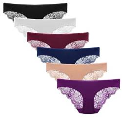 Zooma Damen Spitze Slips Lace Unterwasche Soft Hipster Panties 6 Pack,Farbe 1,L von Zooma