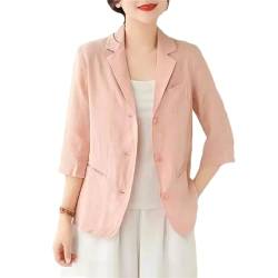 ZouoYYii Frühling/Sommer Damen Jacke Blazer Retro Stil 3/4 Ärmeln Casual Mantel Lose Baumwolle Leinen Kleidung Damen Tops von ZouoYYii