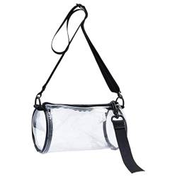 Zqkimzi Trendy Clear Shoulder Bag, Stylish Clear Stadium Purse, Small Clear Bag, Stylish Cylindrical Clear Purse with Shoulder Strap, Fashionable and Stadium-Approved Bag for Easy Access at Events von Zqkimzi